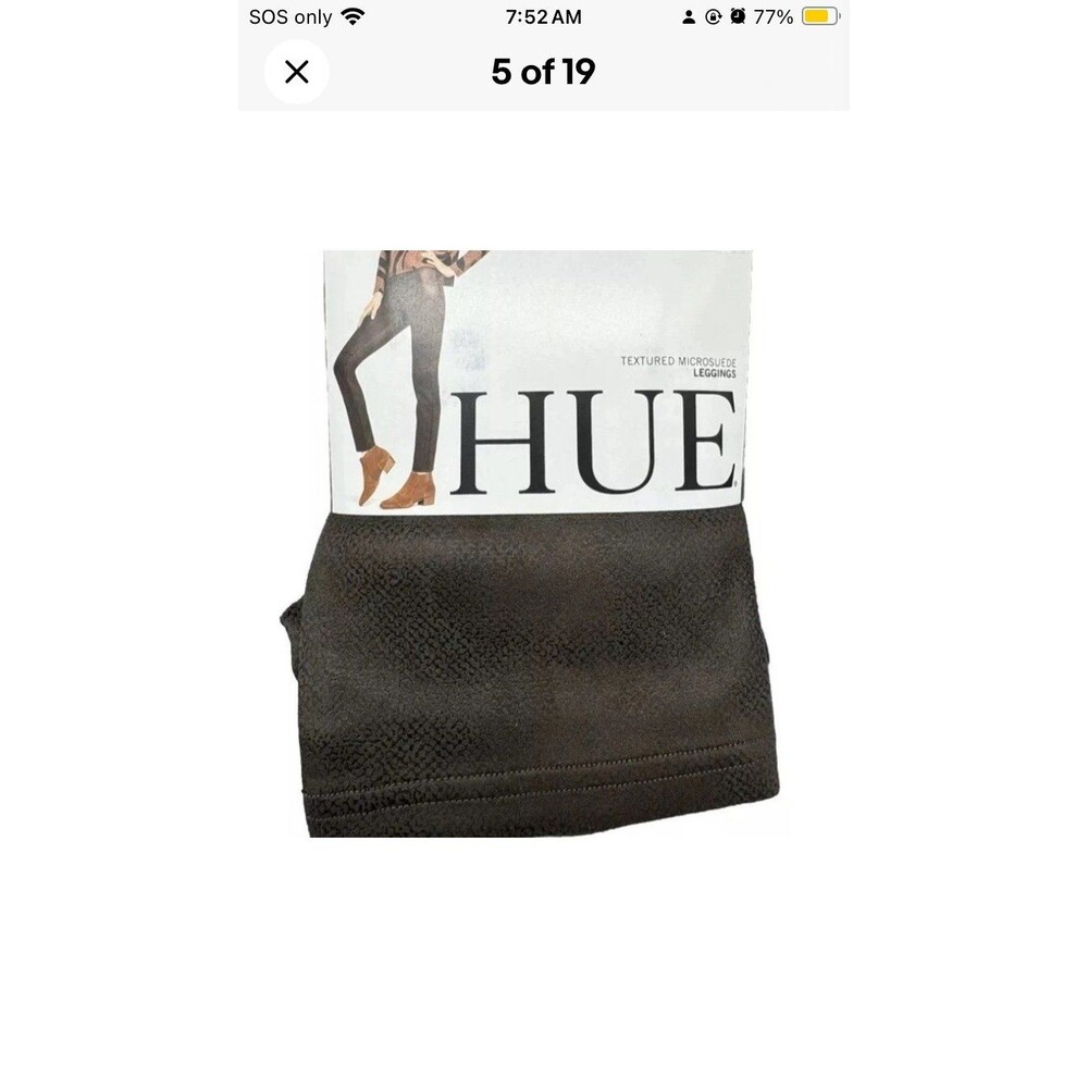 HUE Textured Microsuede Leggings Mulch Brown Size Medium Snakeskin Pants NWT - Picture 3 of 12